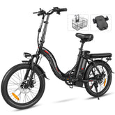 SAMEBIKE CY20 FT 350W Electric Bike - 350W Motor 36V13AH Battery 35KM Range Mechanical Disc Brakes - Black